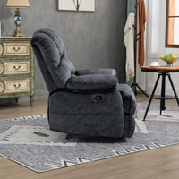 Large Manual Recliner Chair,Velvet Fabric Upholstery Recliner Chair with Metal Frame,Extra Wide Recliner Single Sofa Chair for Living Room,Gray