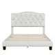 Queen Size Elegant Upholstered Linen Fabric Platform Bed,Wood bed Frame with Curved Diamond Button Tufted Headboard and Solid Wood Slats,for Teens Adults,No Box Spring Needed,Mattress Not Included