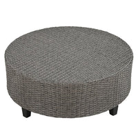 9-Piece Outdoor Wicker Round Sofa Set, Half-Moon Sectional Patio Sofa Set with Side Table, Curved Sofa Set With Round Coffee Table, Steel Legs, Movable Cushion, Beige Cushion & Gray Frame