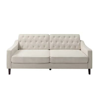 2 Seat Sofa Couch with Square Arms,Modern upholstered Fabric Tufted Polyester Loveseat Sofa with Removable Cushions and Solid Wood Legs, Suitable for Living Room Apartment Office(Beige)
