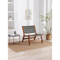 Accent Chair,Woven Leather Chair with Solid Wood Frame,Boho Wood Rattan Accent Chair,Lounge Chair for Living Room,Bedroom, Balcony,Patio