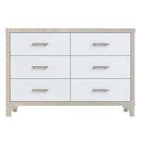 Dresser for Bedroom with 6 Drawer, Elegant High Gloss Dresser & Chest of Drawers with Metal Handle, Wooden Mirrored Storage Drawer Cabinet for Bedroom, Living Room, Entryway, Closet, Hallway, White