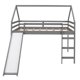 Full Size Loft Bed with Slide,Roof and Ladder, Wooden House Bed Frame for Kids Teens Girls Boys, Playhouse Bed, No Box Spring Needed, Gray