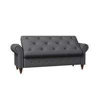 63" Tufted Bed Bench with Storage,Upholstered Storage Ottoman with Rolled Arm and Solid Wood Legs,End of Bed Bench for Living Room,Bedroom, Entryway
