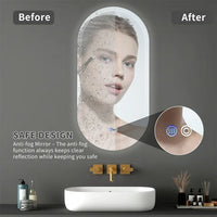 LED Bathroom Vanity Mirror, Wall Mounted Smart Mirror Dimming Lighted Mirror with Anti-Fog & Bluetooth Speaker, 18*35'' Wall Mounted Smart Mirror with Memory Function, Horizontal & Vertical, Silver