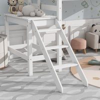 Twin Loft Bed with Guardrail,Loft Bed Frame with Platform and Ladder,Twin Bed for Kids Boys Girls,White