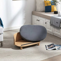 Modern Elevated Dog Cat Bed Pet Sofa with Solid Wood Legs and Bent Wood Back, Velvet Cushion, Sofa-Style Pet Beds for Small/Medium/Large Dogs & Cats, for Indoor, Dark Gray