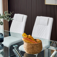 Dining Chairs Set of 4, Modern Dining Chairs with Faux Leather Padded Seat Upholstered High Back Diner Chair with Metal Legs for Kitchen, Living, Bedroom, Dining Room Armless Side Chair, White