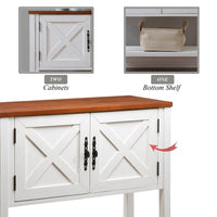 Farmhouse Coffee Bar Cabinet with Storage,Wood Buffet Sideboard Cabinet with 2 Doors and Open Bottom Shelf,Entryway Accent Cabinet Console Table for Living Room Dining Room Hallway,Antique White