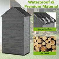 Outdoor Storage Cabinet, Solid Wood Garden Shed, Outside Storage Tool Shed with Adjustable Shelves and Double Lockable Doors, Waterproof Roof, Vertical Organizer Cabinet for Outside, Garden, Yard