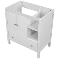 30" Bathroom Vanity Without Sink, Bathroom Vanity Cabinet Base Only, Freestanding Bath Vanity with Soft Close Doors and Drawer, Solid Wood Frame Bathroom Cabinet with Adjustable Shelf, White