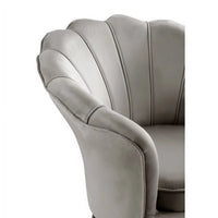 Accent Chair Modern Lounge Chair with Metal Legs and Seashell Back, Tufted Backrest Comfy Chair for Reading Bedroom Living Room, Mid-Century Modern Single Sofa Chair with Armrest, Gray