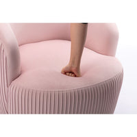 Lovely 360 Degree Swivel Barrel Sofa Chairs, Round Accent Chairs with Wide Upholstered, Velvet Fabric Chair for Living Room, Bedroom, Office, Waiting Rooms, Light Pink