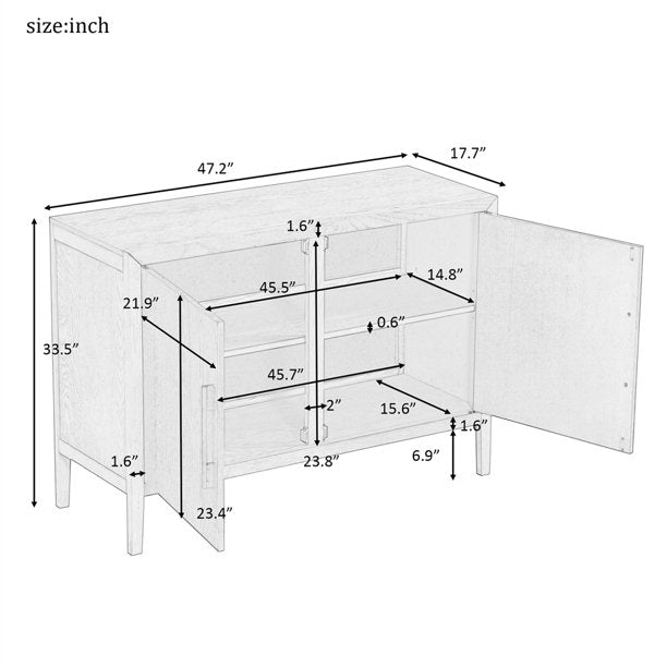 Storage Cabinet, Sideboard Wooden Cabinet with 2 Metal handles and 2 Doors, Large Storage Space Cabinet with A Adjustable Shelf, Suitable for Hallway,Entryway, Living Room, Bedroom, Espresso