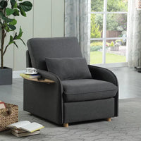 Accent Chair with Storage Ottoman,Living Room Chair with Folding Side Table,Comfort Armchair with Thick Padded Backrest & Lumbar Pillow,Lazy Sofa Chair,Reading Chair for Bedroom Office,Dark Gray