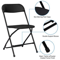 5 Pack Plastic Folding Chair, Portable Patio Chairs, Stackable Commercial Seat with Steel Frame, 260lbs Weight Capacity, Fold up Event Chairs, for Office Wedding Party Picnic Kitchen