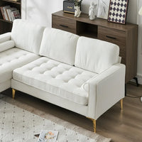 Convertible Modular Sectional Sofa,L-Shaperd Sofa Couch with Ottomans, Upholstered Corner Couch Three Seats Sofa with Storage for Living Room, Office,Spacious Space,White