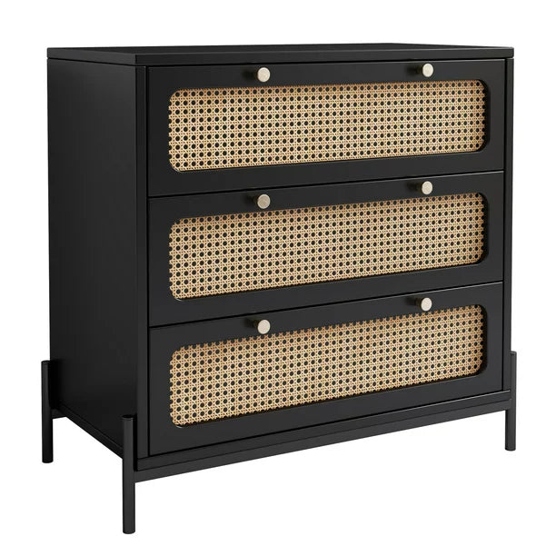 Modern 3 Drawer Dresser, Rattan Chest of Drawers with Spacious Storage tripletreebrands Modern 3 Drawer Dresser, Rattan Chest of Drawers with Spacious Storage tripletreebrands