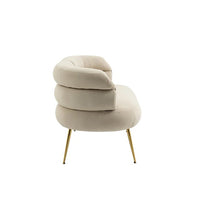 50" Small Loveseat Sofa, Mid Century Modern Velvet 2-Seat Couch Tufted Love Seat with Metal Frame and Tapered Golden Feet for Living Room, Bedroom, Apartment and Small Space, Beige