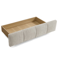 Triple Tree Queen Size Upholstered Bed ,comfortable upholstered bed frame, Chenille fabric, with headboard and solid bed frame. With drawer for storage.-Beige(88.5''*68.5''*31'')