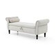 JINS&VICO 63'' Velvet Storage Ottoman Bench, Upholstered Tufted Sofa Stool with Rolled Armrest and Nailhead Trim, Rectangular Chaise Lounge with 1 Pillow for Living Room Bedroom, Beige