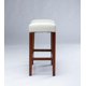 Set of 2 PU Leather Barstools, Counter Height Bar Chairs with Rubber wood legs and Padded Seat, Retro Bistro Set Bar Stools with Rivets Trim for Living Room, Dining Room, Pub, White