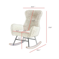 Rocking Chair Nursery, Accent Chair with High Backrest and Armrests Glider Chair for Baby Nursing with Cushion Teddy Velvet Upholstered Indoor Glider Rocker Comfy Armchair for Living Room,Pink