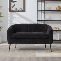 Triple Tree 50.2'' Wide Upholstered Chenille Mini Loveseat Accent Couch, Modern Glam Small Settee with Metal Legs