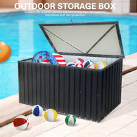 72" Outdoor Storage Deck Box Large Out Door and Outdoor Use with Waterproof Roofs and Lockable Doors, 344 Gallon Patio Furniture and Store Bench Toolbox for Garden, Terrace, Barbecue, Picnic, Black