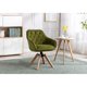 Swivel Armchair Fabric Accent Chair, Dining Chair, Desk Chair No Wheels with Sturdy Oak Wood Legs, Upholstered Cute Desk Chair, Modern Home Office Chair, for Small Space Home Office, Olive