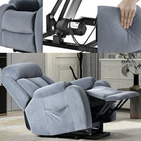 Large Power Lift Recliner Chair for Elderly, Upholstered Anti-skid Cashmere Lift Chair,60°-140° Adjustable Remote Control Recliner Sofa with Padded Seat Backrest & Side Pocket, Light Gray