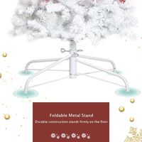 6FT Christmas Tree, Hinged Fraser Fir Artificial Fir Bent Top Christmas Tree,Xmas Tree,Bendable Santa Hat Style Christmas Tree, Holiday Decoration with 1,250 Lush Branch Tips,300 LED Lights, Red