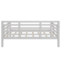 Full Size Daybed, Wooden Daybed Frame with Hollow Backrest and Armrests, Multifunctional Paltform Sofa Bed with Premium Wood Slats Support and Underbed Storage, No Box Spring Needed, White