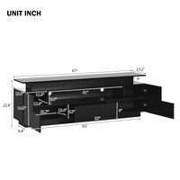 Floating LED TV Stand for 75+ inch TV, Entertainment Center with 16-color LED Light Strips, Stylish Storage Shelf , Black