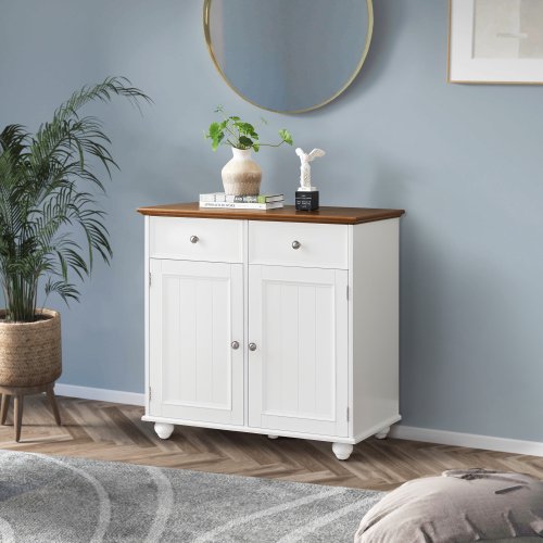 Modern Buffet Cabinet with Storage, Wood Sideboard Cupboard with 2 Drawers and Shelves&4 Grids, Console Table for Dining Room Living Room, Kitchen,Hallway
