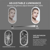 LED Bathroom Vanity Mirror, Wall Mounted Smart Mirror Dimming Lighted Mirror with Anti-Fog & Bluetooth Speaker, 18*35'' Wall Mounted Smart Mirror with Memory Function, Horizontal & Vertical, Silver