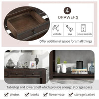 Narrow Console Table for Entryway, 64" Wood Sofa Table with 4 Storage Drawers and Open Bottom Shelves Multifunctional Buffet Sideboard Long Console Table Accent Table for Living Room, Espresso