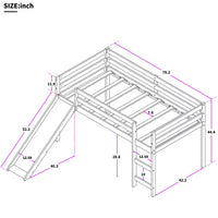 Triple Tree Wood Loft Bed Twin, Gray
