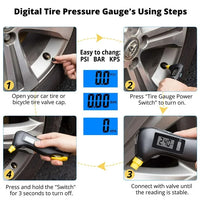 Tire Gauge,Digital Tire Pressue Gauge 150PSI with 5 in 1 Emergency Escape Tools,Accurate Reading - Powered by 2 x AAA Battery,for Cars, Trucks, Motocycles