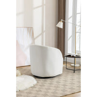 Swivel Accent Barrel Chair, Comfy Round Accent Sofa Chair for Living Room, 360 Degree Club Chair, Velvet Fabric Leisure Arm Chair for Nursery Bedroom Living Room Lounge Hotel Office (Ivory)