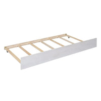 Full Size Canopy Bed with Trundle Bed and 2 Drawers, Wood Full Platform Bed with Headboard, Footboard and Slat Support, Modern 4 Poster Panel Bed, No Box Spring Needed, Brushed White