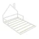 Full Size Floor Bed for Kids,Montessori Bed with House Shape Headboard and Railings, Wood House Bed with Slats for Boys and Girls,No Box Spring Needed,White