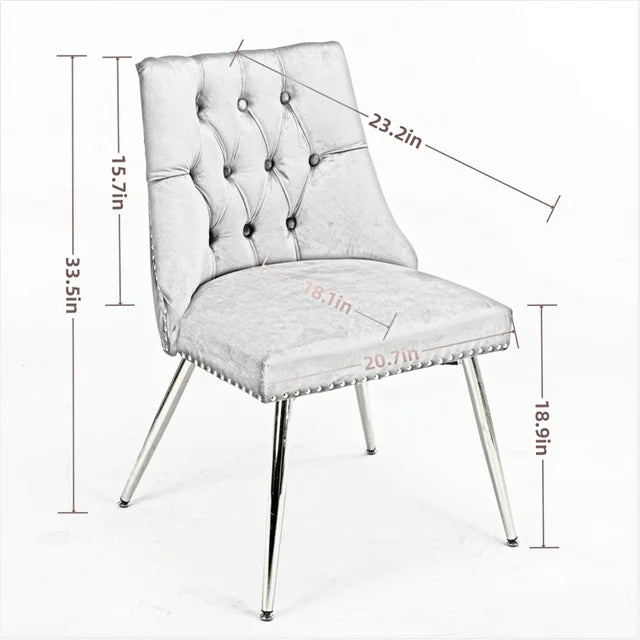 Upholstered Velvet Dining Chair,Accent Chair Vanity Chair with Golden Metal Legs,Dining Chairs Set of 2 for Dining Room Kitchen Vanity Patio,Gray