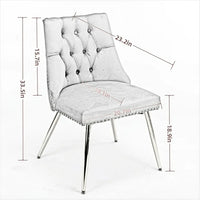 Upholstered Velvet Dining Chair,Accent Chair Vanity Chair with Golden Metal Legs,Dining Chairs Set of 2 for Dining Room Kitchen Vanity Patio,Gray