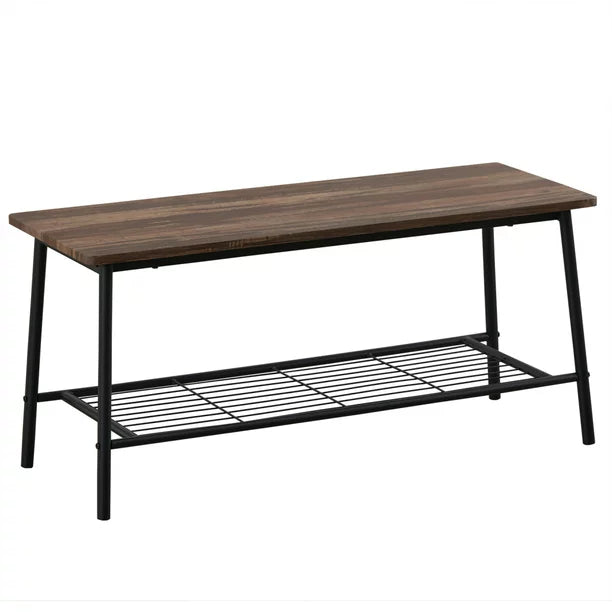6-Piece Dining Set with Storage Racks, Modern Dining Table Set with Rectangular Table, Bench and 4 High Backrest Chairs for 6 Person with Steel Frame for Dining Room Living Room Kitchen, Natural