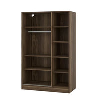 3-Door Shutter Wardrobe with Shelves for Kids Adults Use, Large Storage Wardrobe Cabinet for Bedroom, Walnut