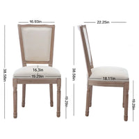 Set of 2 French Style Upholstered Kitchen Dining Chair Mid Century Modern High Back Chair with Padded Seat for Dining Room/Living Room/Kitchen/Restaurant, Stable and Durable, Beige