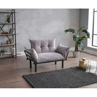 Futon Sofa Bed, Lounge Memory Foam Sleeper Couch for Living Room, Convertible Modern Chenille Sofa for Compact Living Spaces, 49" W (Gray)