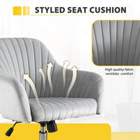 Home Office Chair,Modern Velvet Executive Desk Chair Accent Armchair with Lumbar Support,360°Swivel Adjustable Task Chair with Soft Seat,Vanity Chair with Metal Base for Living Room Office,Light Gray