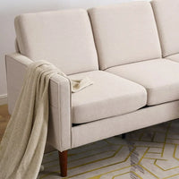 L Shape Sofa Reversible Sectional Sofa Couch for Small Apartment Couch 3-seat Sectional Couch (Beige)